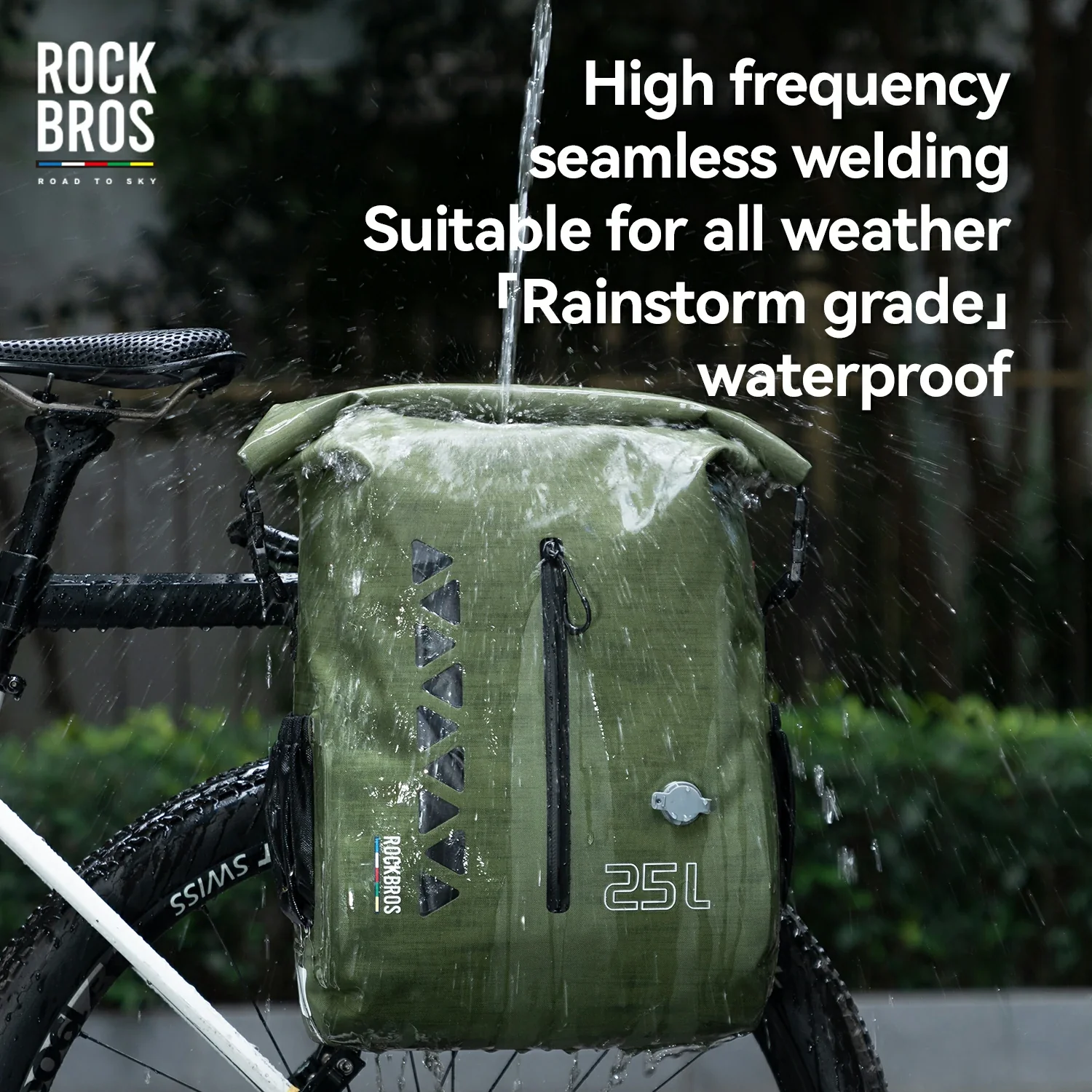 TL-153 25L Seamless 100% Waterproof Bike Panniers Rear Rack Bicycle Bag ROAD TO SKY - Image 5
