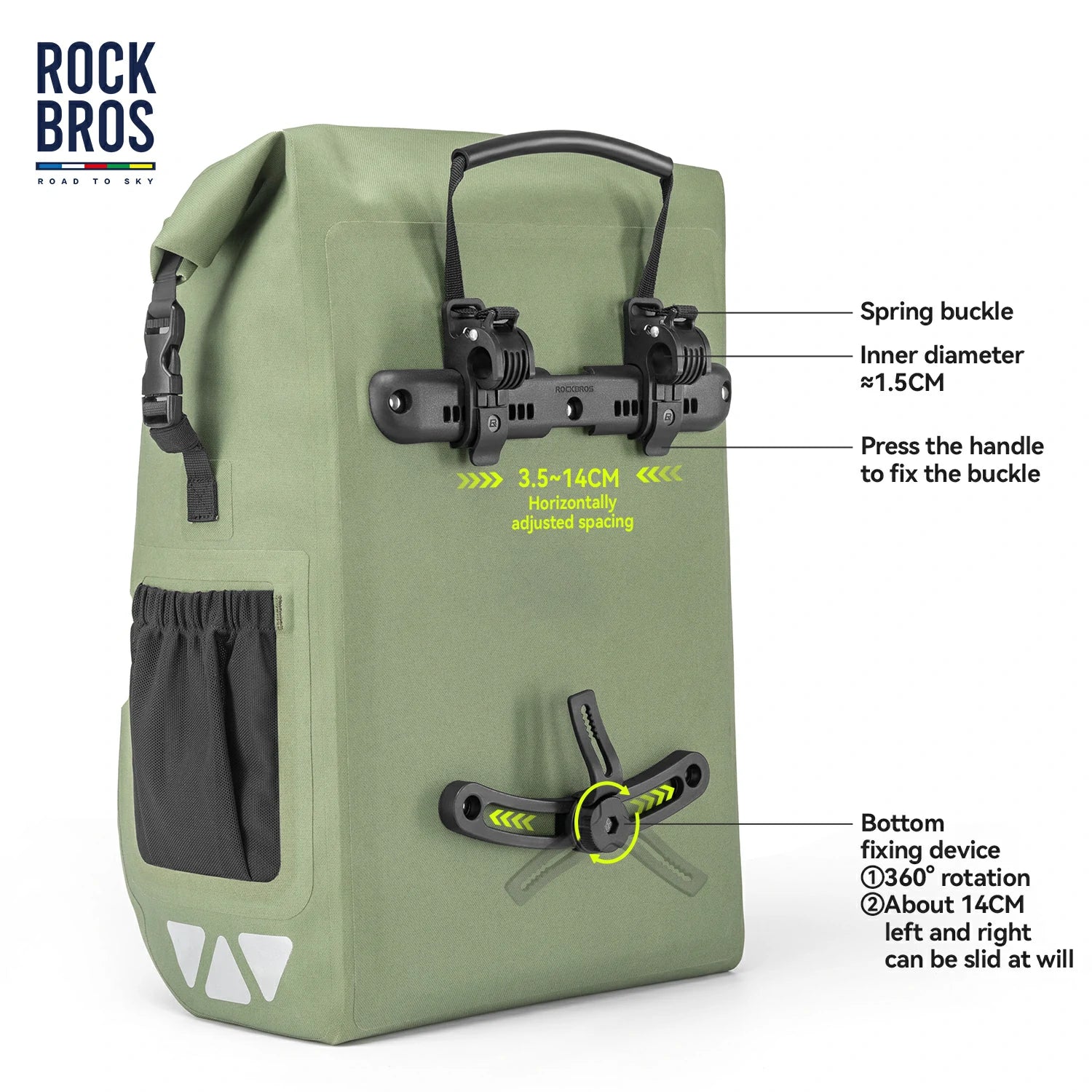 TL-153 25L Seamless 100% Waterproof Bike Panniers Rear Rack Bicycle Bag ROAD TO SKY - Image 6