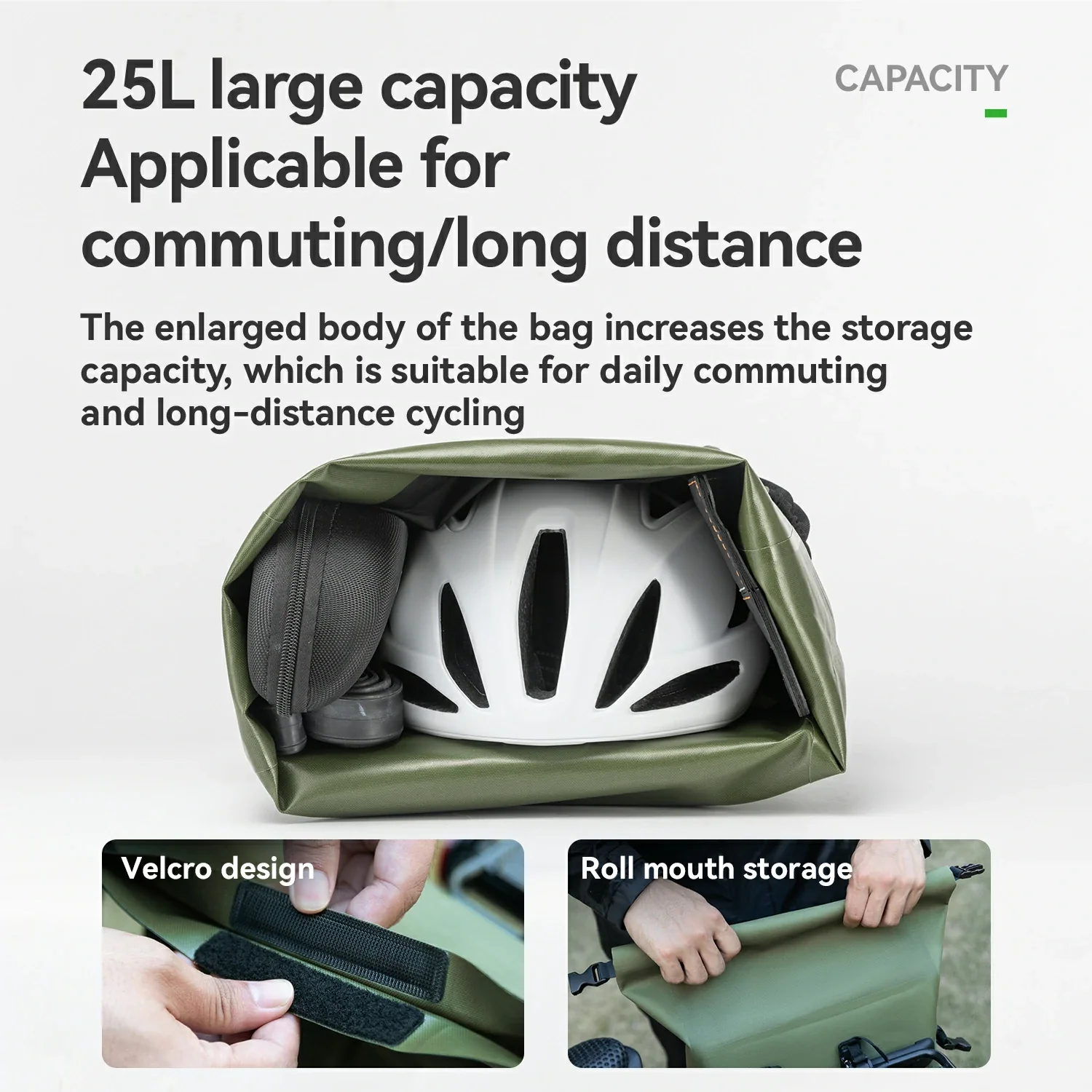 TL-153 25L Seamless 100% Waterproof Bike Panniers Rear Rack Bicycle Bag ROAD TO SKY - Image 8