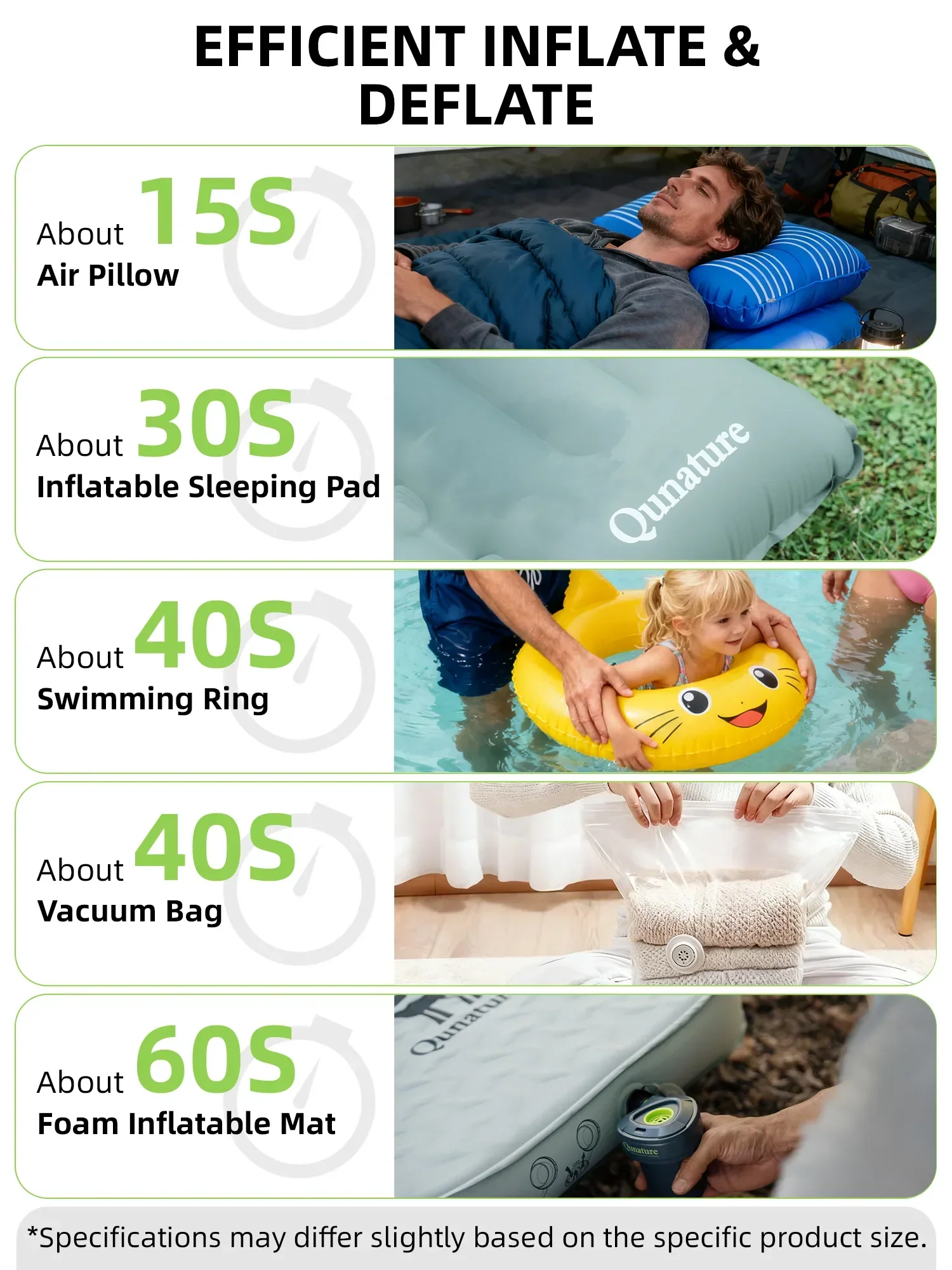 Qunature 5KPa Rechargeable Electric Air Pump with 3 Nozzles - Image 7