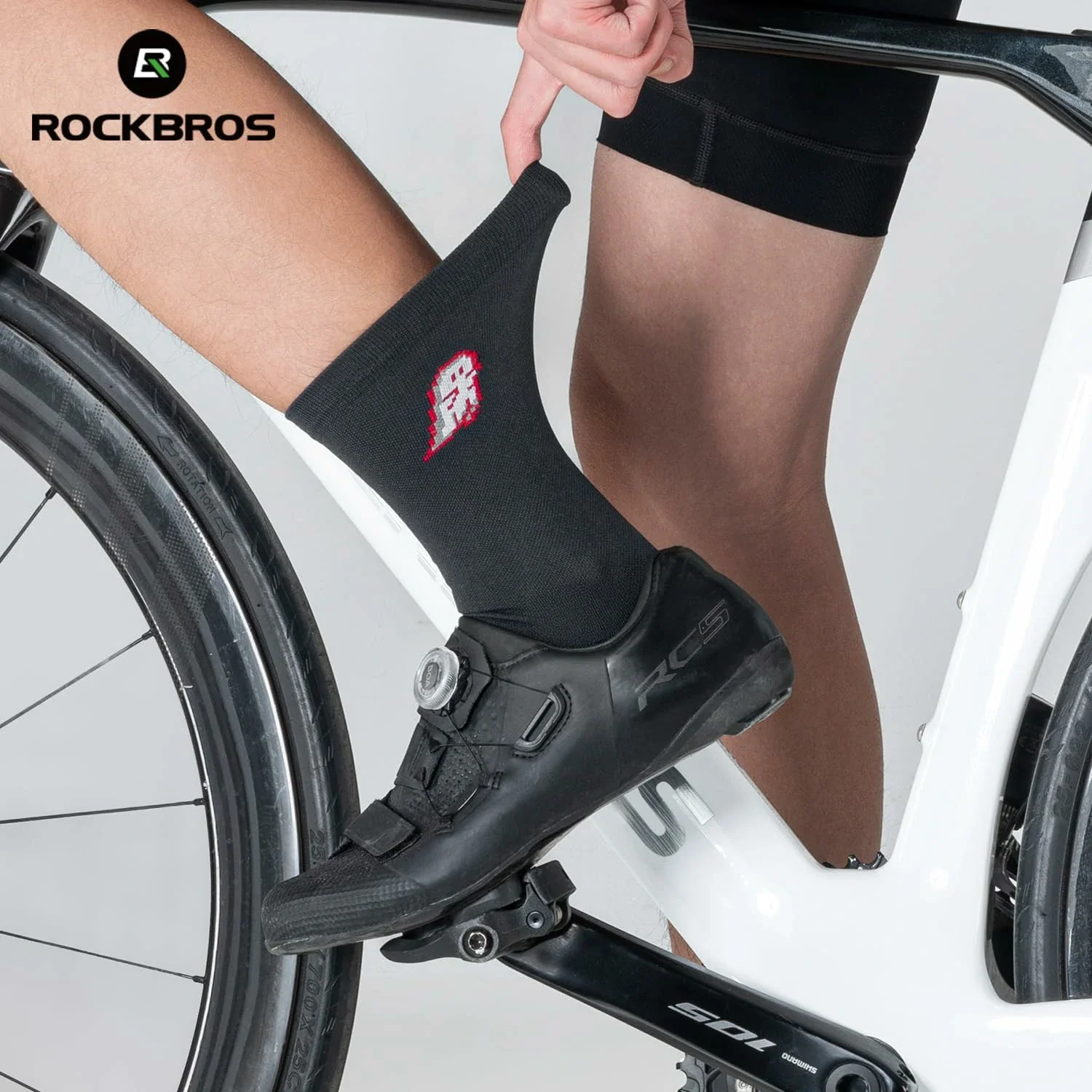 Aerodynamic Cycling Socks with Wear-resistant Hee Wicking Athletic Crew - Image 11