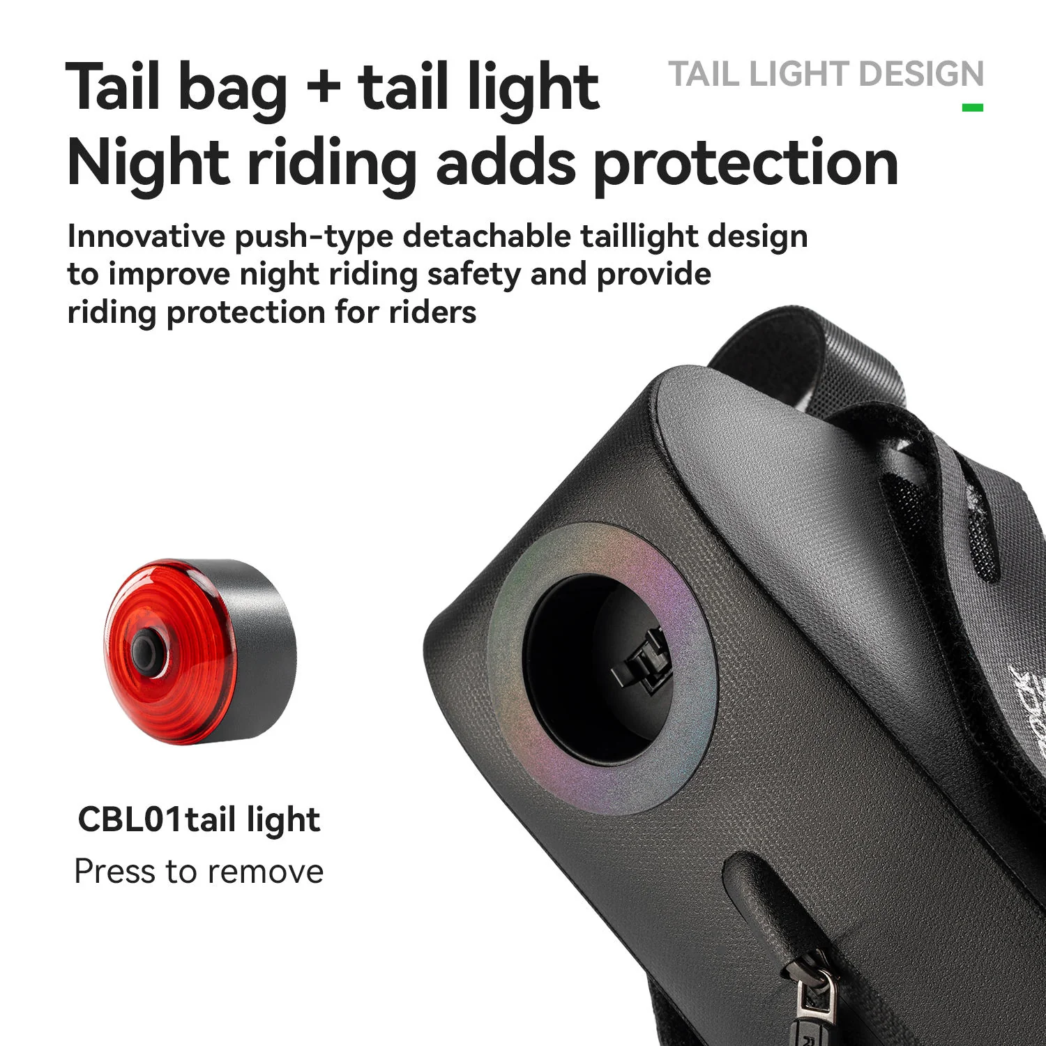 Waterproof Bicycle Tail Bag with Smart Light 0.8L - Image 3