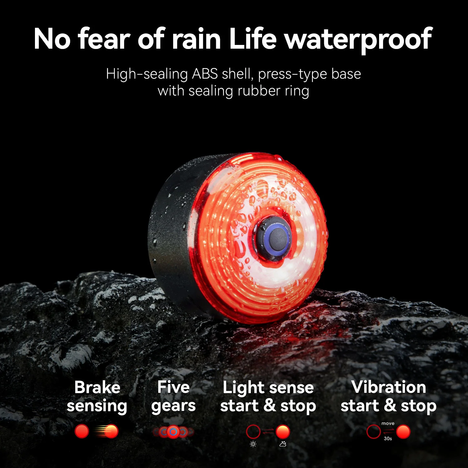 Waterproof Bicycle Tail Bag with Smart Light 0.8L - Image 4