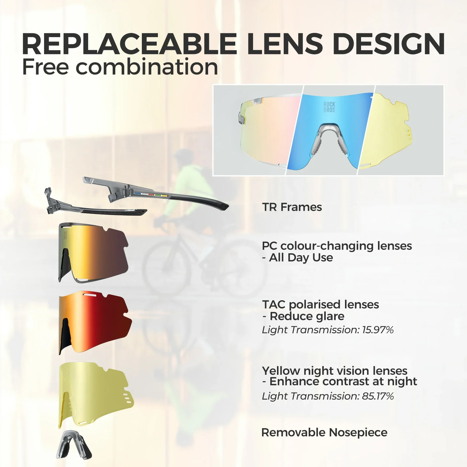 Boundless Sports Sunglasses with 3 Interchangeable Lenses - Image 18