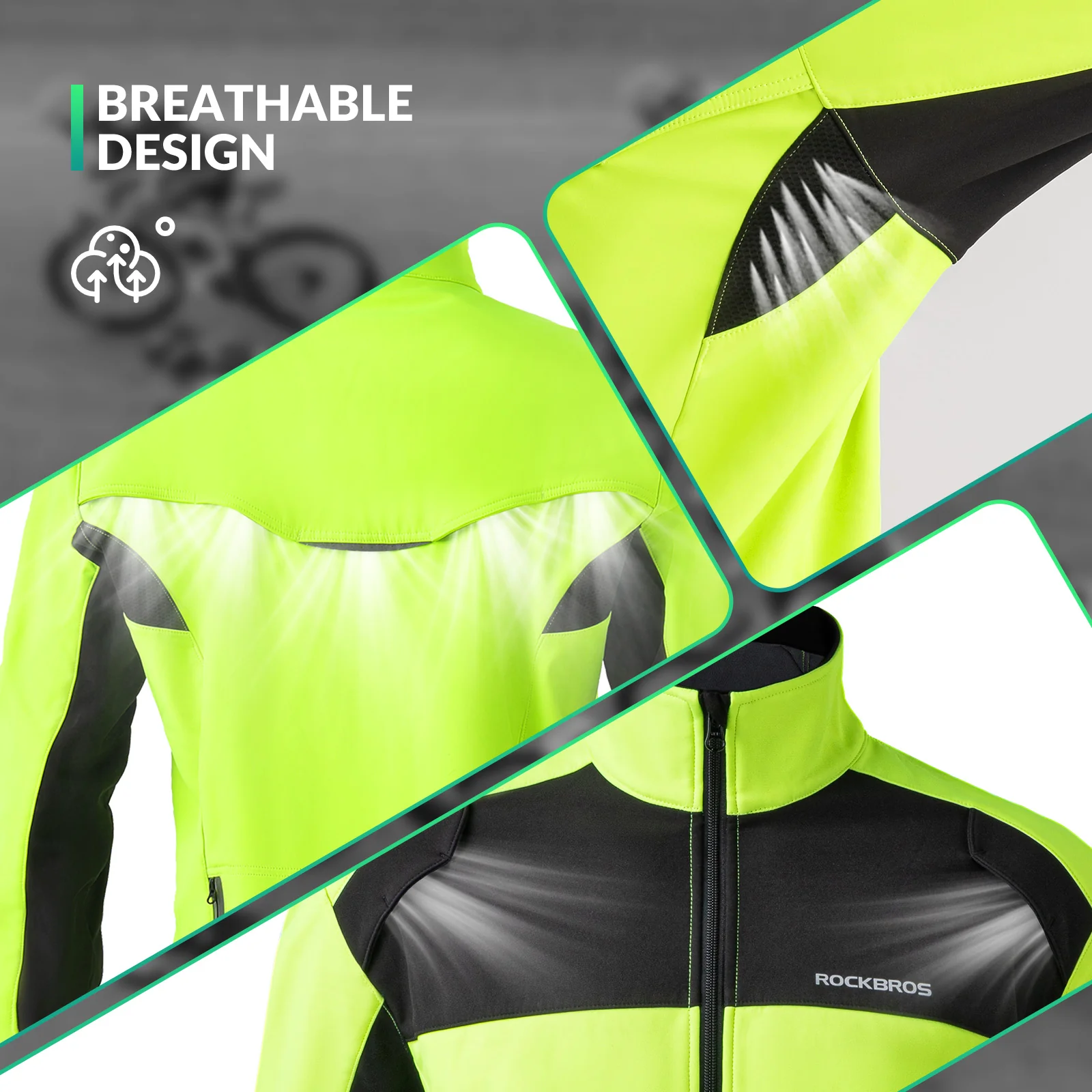 Cycling Jacket Pants Winter Suit Fluorescent Green - Image 5
