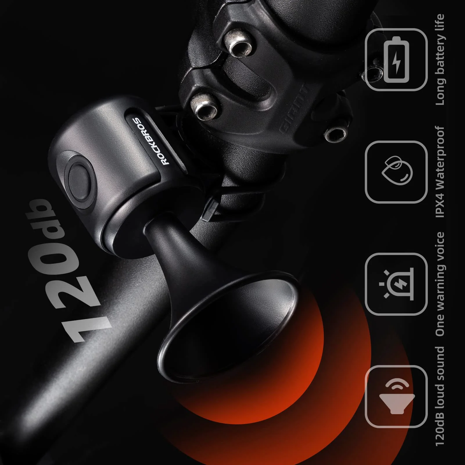 Electric Bike Horn 120dB IPX4 Waterproof for Ebike Scooter - Image 4