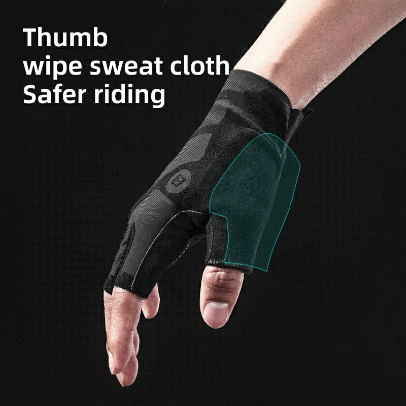 Flocked Half Finger Cycling Gloves - Image 5