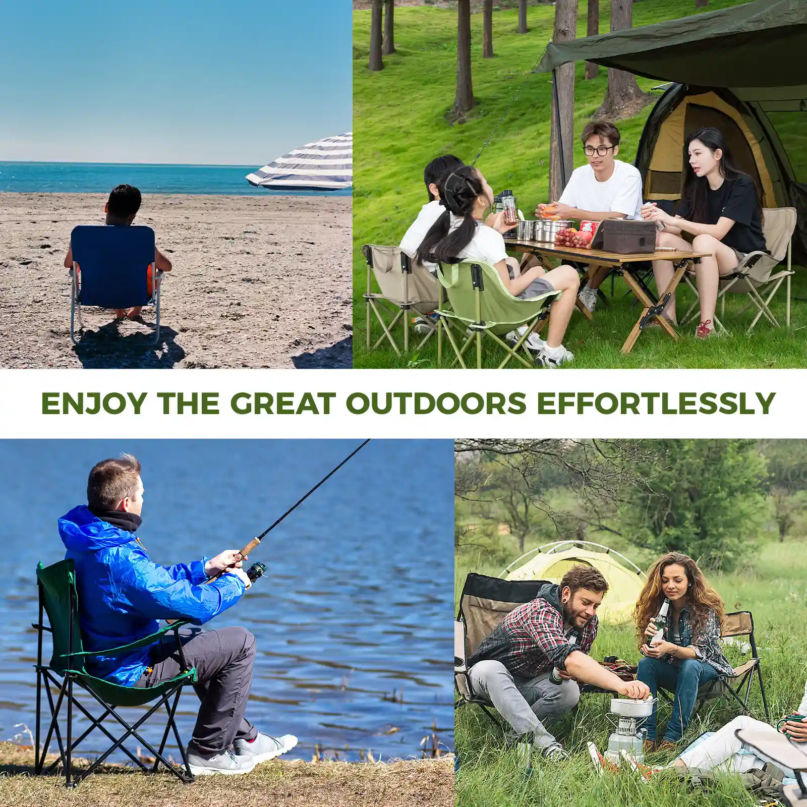Qunature Folding Carbon Steel Camping Chair - Adult & Kids Sizes - Image 16