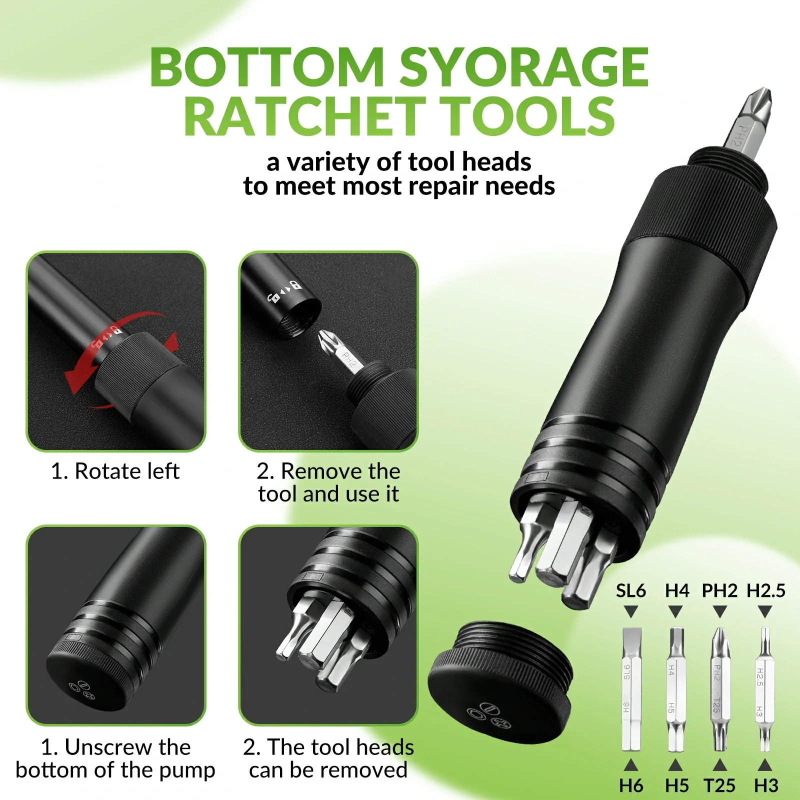 Mini Bike Pump with 8-in-1 Ratchet Tool 80 PSI - Image 5