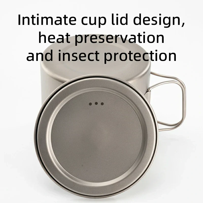 Qunature 1100ml Pure Titanium Camping Cup with Foldable Handle Lightweight - Image 6