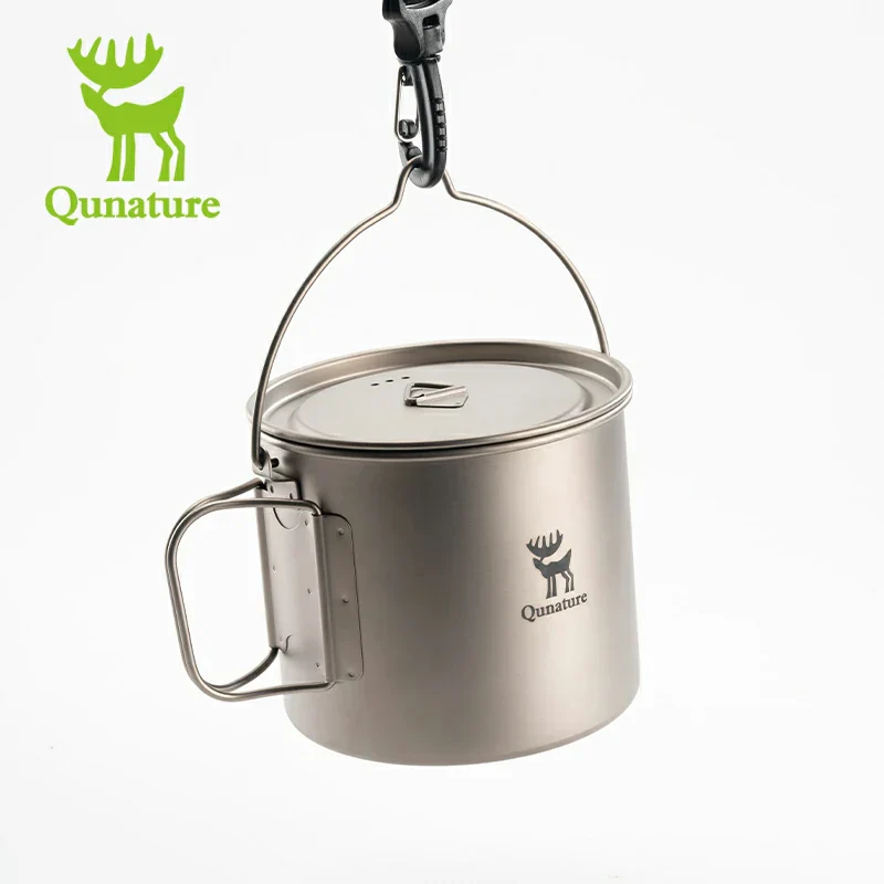 Qunature 1100ml Pure Titanium Camping Cup with Foldable Handle Lightweight - Image 8