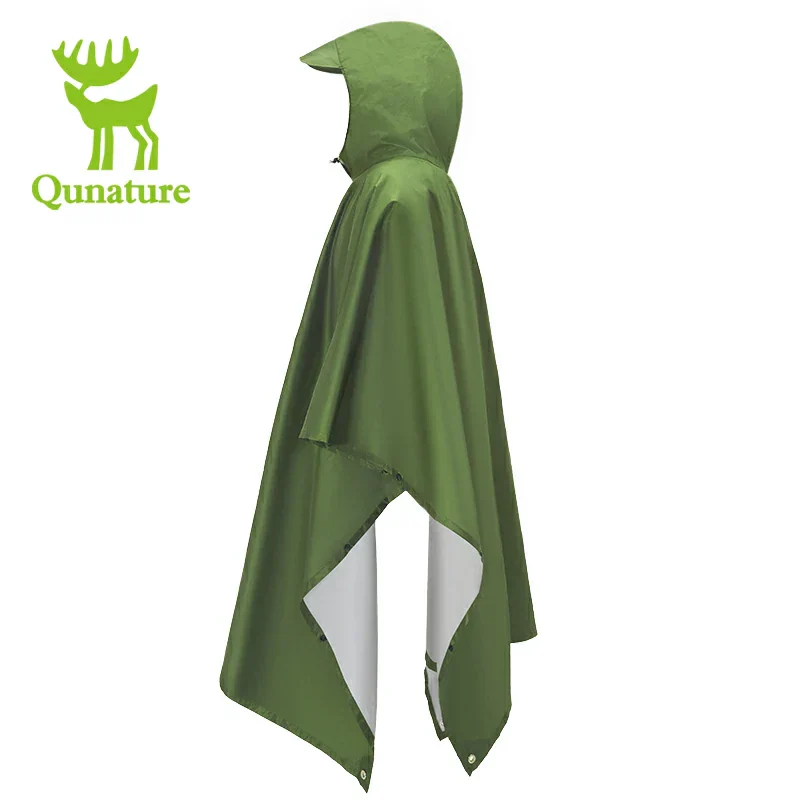 Qunature 3-in-1 Waterproof Raincoat Canopy Floor Mat Lightweight Portable - Image 2
