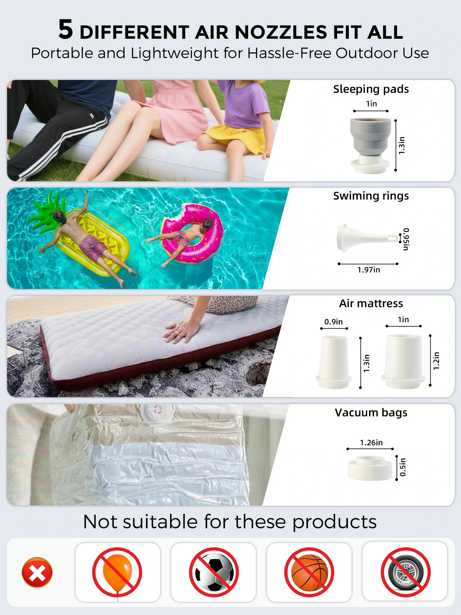 Qunature Mini Electric Pump 1500mAh for Air Bed Mattress,Pool Floats,Swimming Ring,Vacuum Storage Bags - Image 14