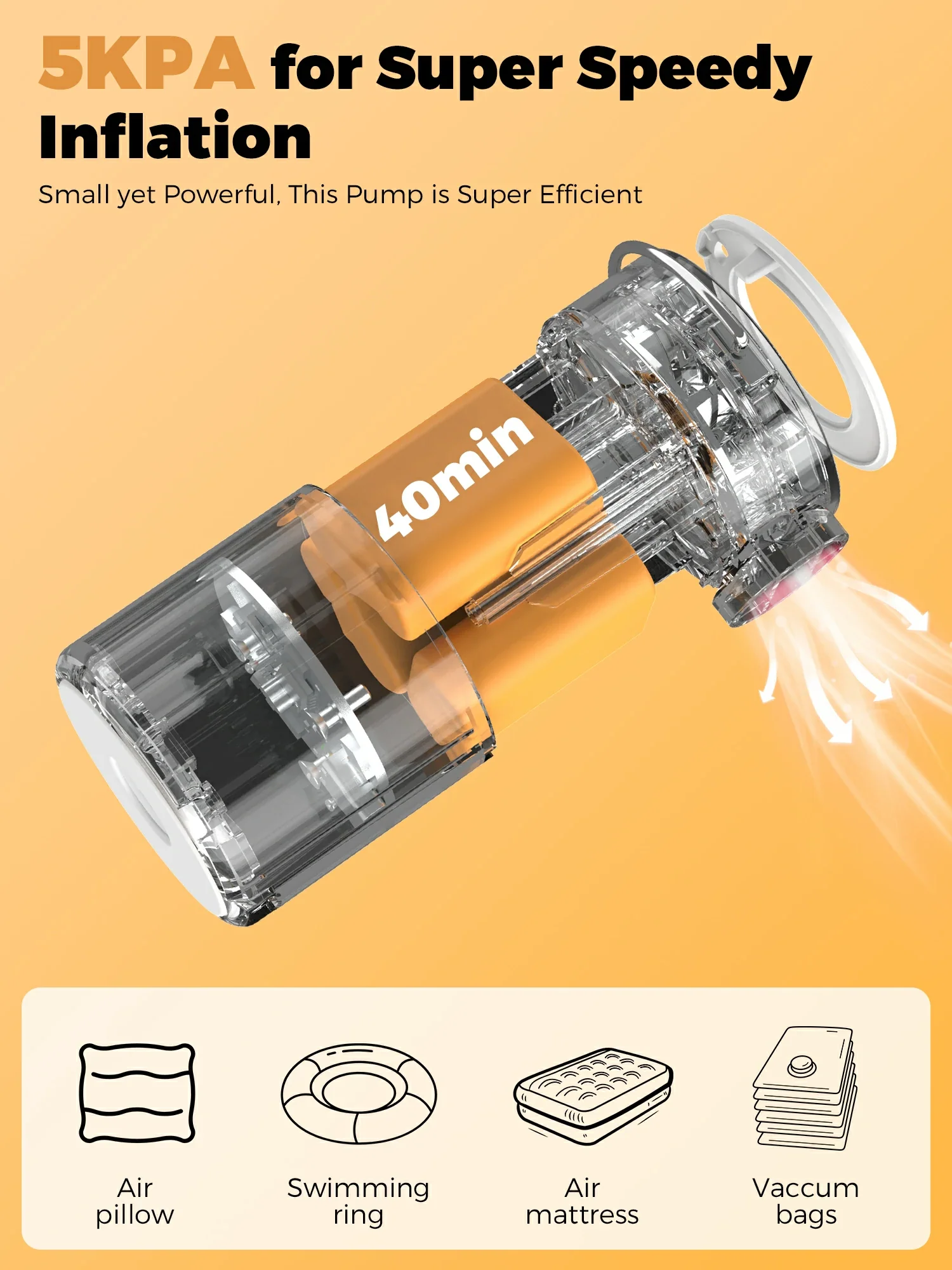 Qunature Mini Electric Pump 1500mAh for Air Bed Mattress,Pool Floats,Swimming Ring,Vacuum Storage Bags - Image 32