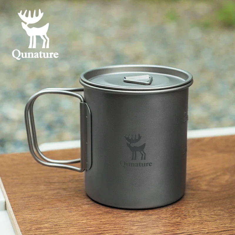 Qunature Pure Titanium Folding Mug Lightweight Durable with Lid for Outdoor Camping - Image 5