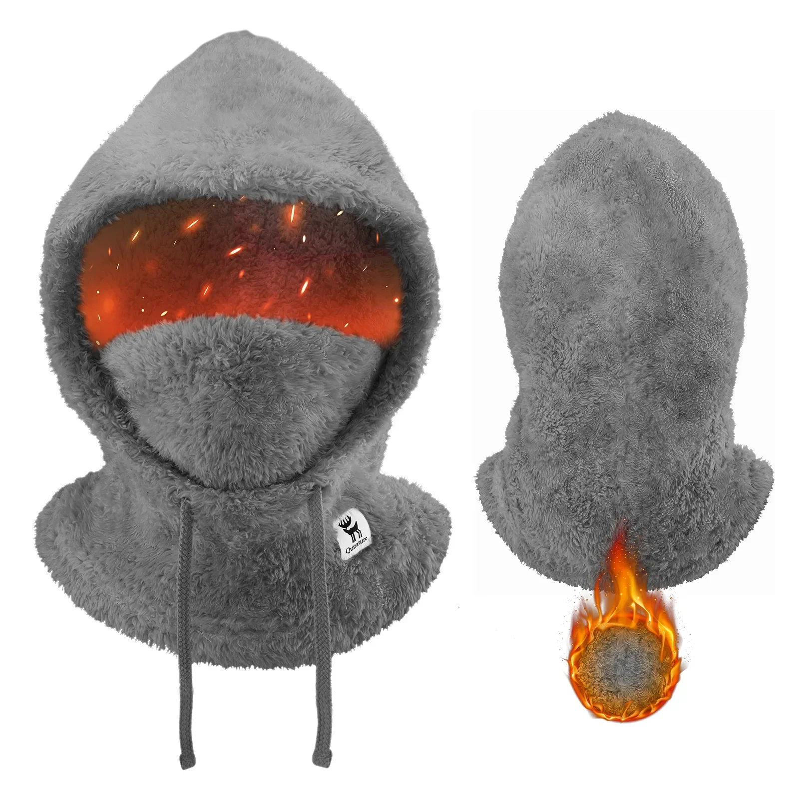 Qunature Thermal Fleece Helmet Liner – Windproof Balaclava Hood for Skiing and Winter Sports - Image 5