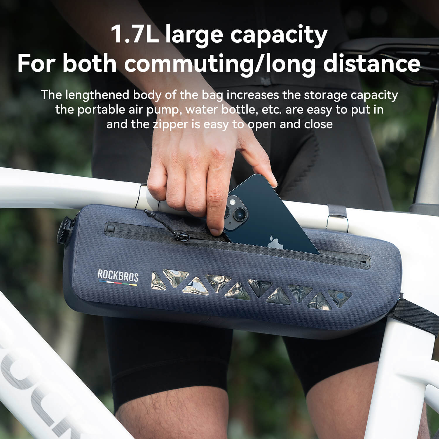 ROCKBROS 100% Waterproof Bike Frame Bag 1.7L Road-to-Sky - Image 10