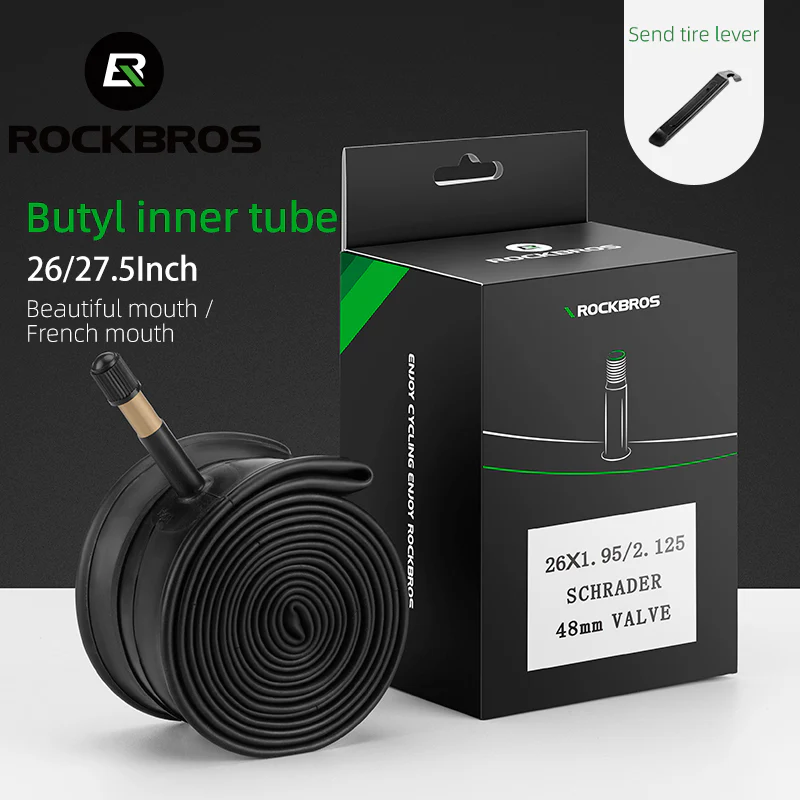 ROCKBROS 26'/27.5'X1.95/2.125 Mountain Bike Inner Tube 48mm Presta/Schrader Valve High Self Sealing Butyl Rubber - Image 5