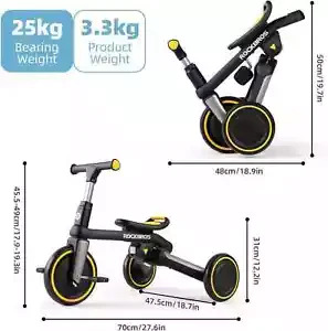 Kids 3 in 1 Tricycle Adjustable Seat Removable Pedals Toddler Ride On Bike - Image 16
