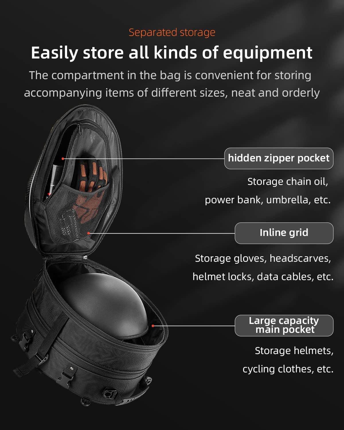 ROCKBROS 35L Hard Shell Motorcycle Tail Bag Waterproof Expandable Durable - Image 4