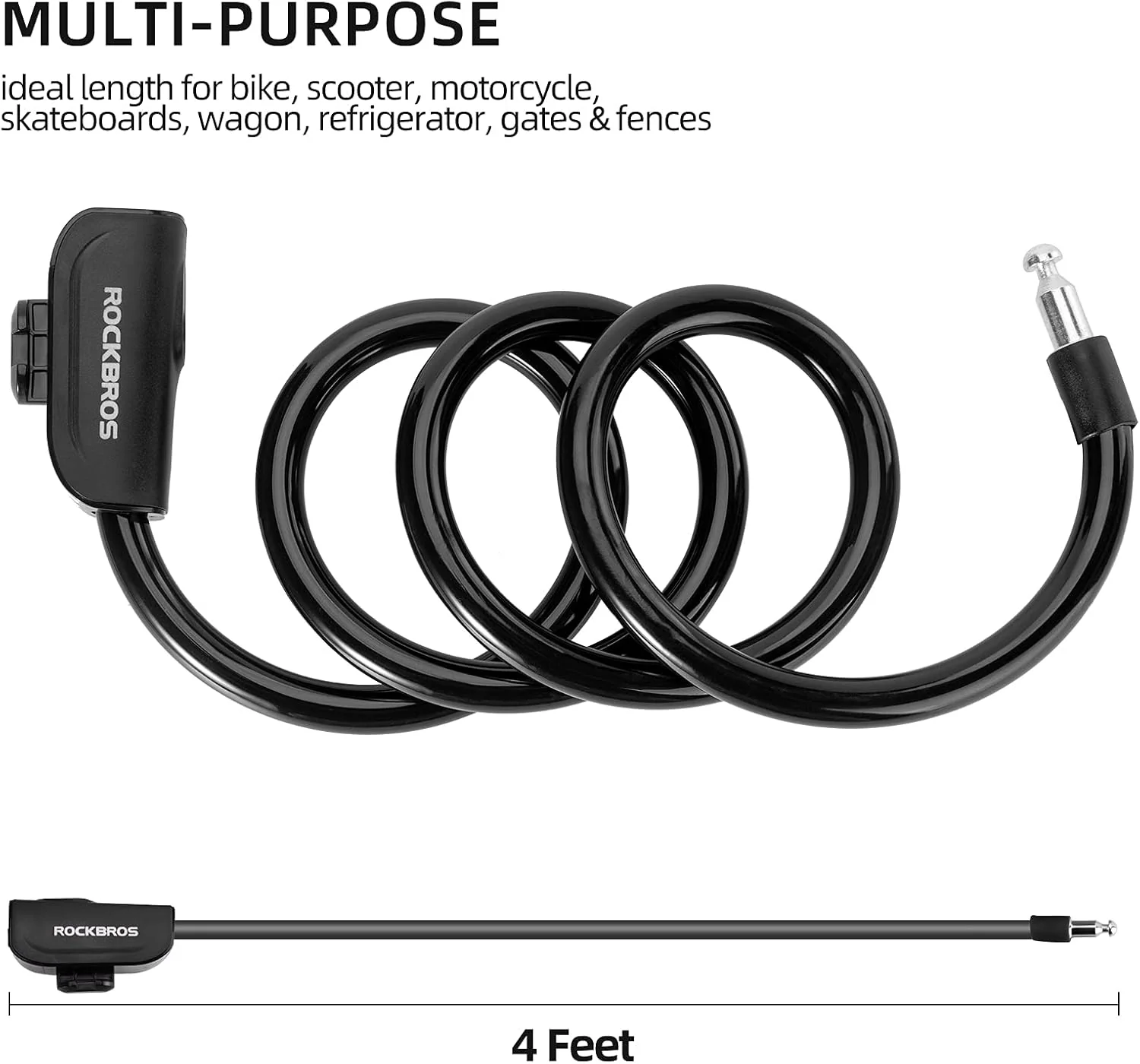 ROCKBROS 3ft Bike Cable Lock - Secure, Lightweight with Mounting Bracket - Image 6