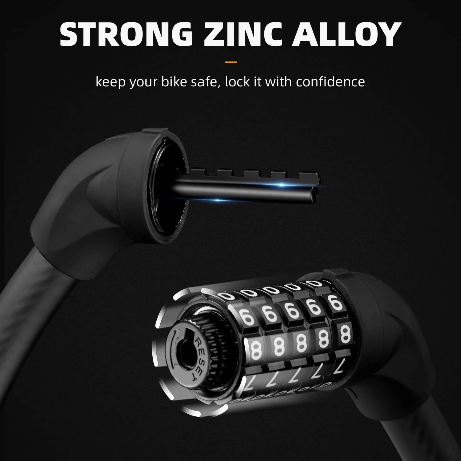 ROCKBROS 5-Digit Bike Cable Lock, Lightweight Portable Combination Lock - Image 5