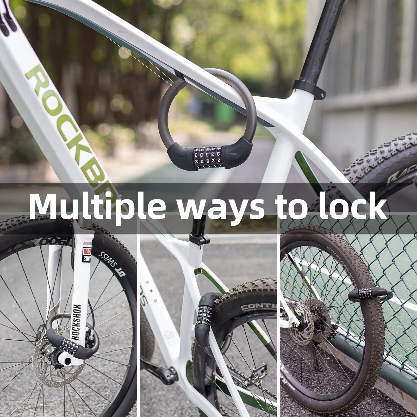 ROCKBROS 5-Digit Combination Bike Lock Lightweight Anti-Theft Cable Black - Image 5