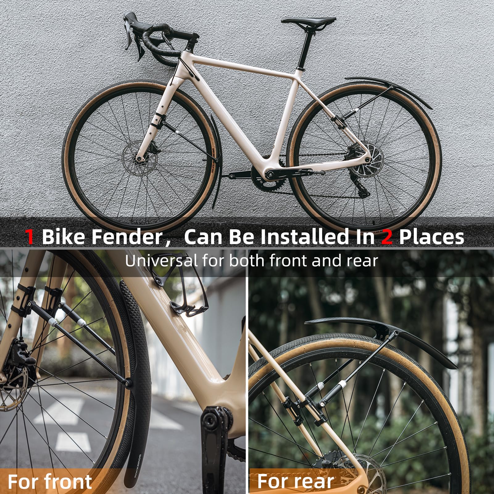 ROCKBROS Adjustable Bike Fenders Set for Road Bikes Easy Install - Image 4