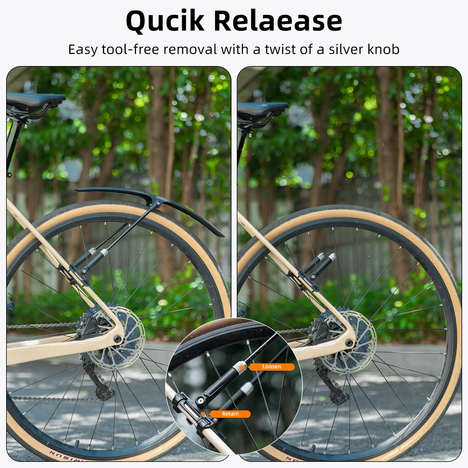 ROCKBROS Adjustable Bike Fenders Set for Road Bikes Easy Install - Image 5