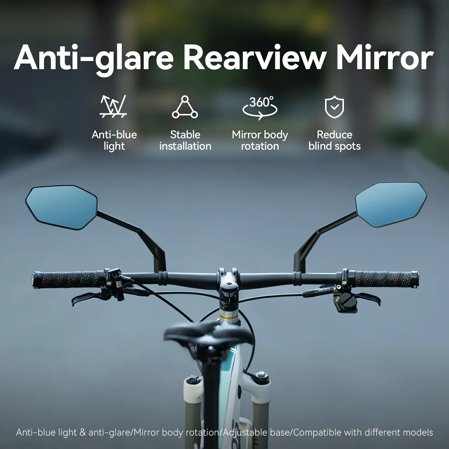 Adjustable Handlebar Bike Rearview Mirror Mirror with Anti-Glare Glass - Image 8