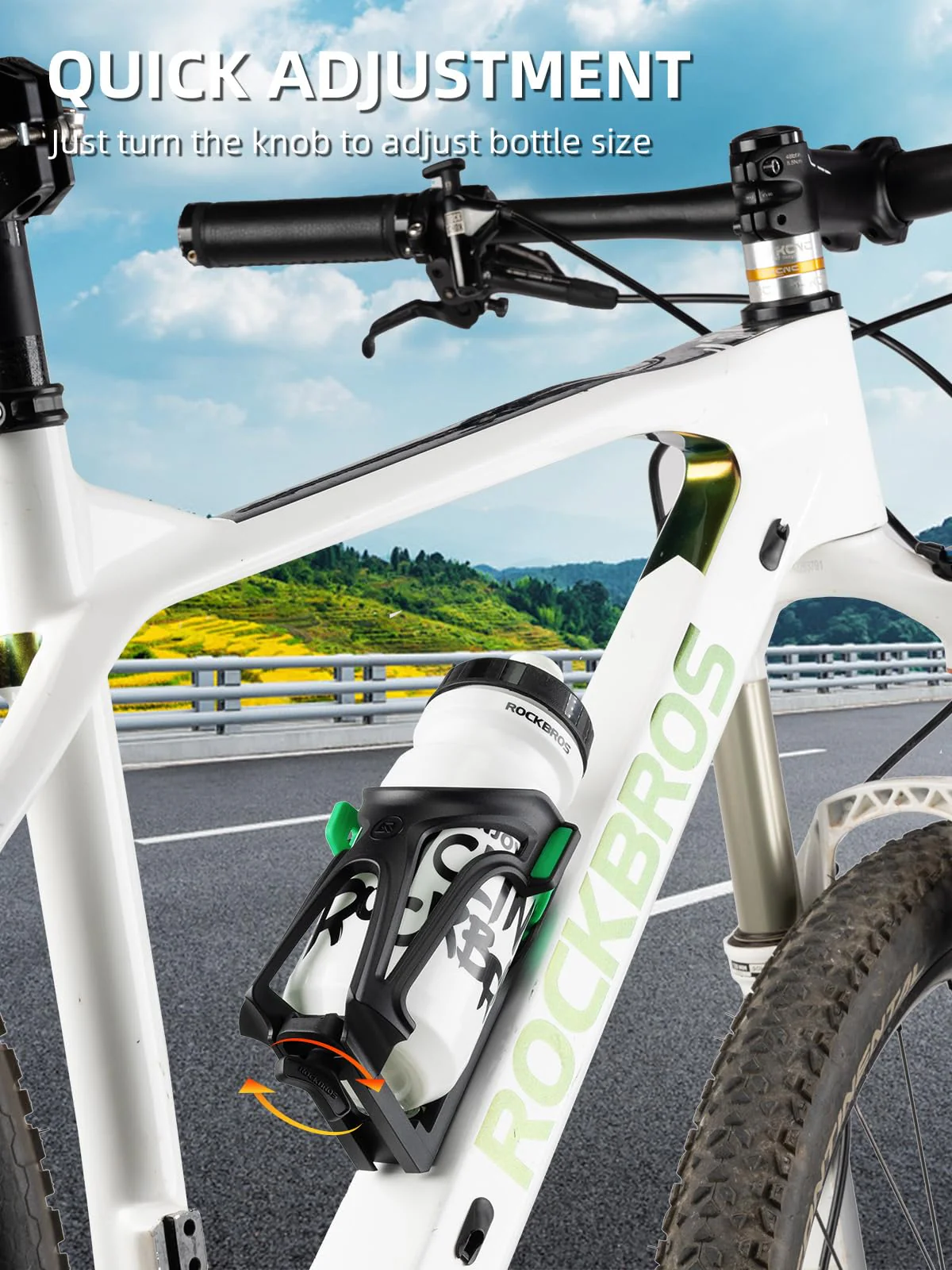 ROCKBROS Adjustable Water Bottle Holder for 2.3-3" Bottles, Bike & Motorcycle Mount - Image 3