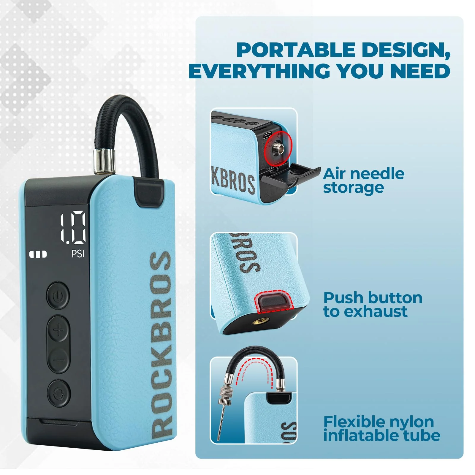 ROCKBROS AS3 Electric Smart Air Portable Fast Ball Pump - Image 7