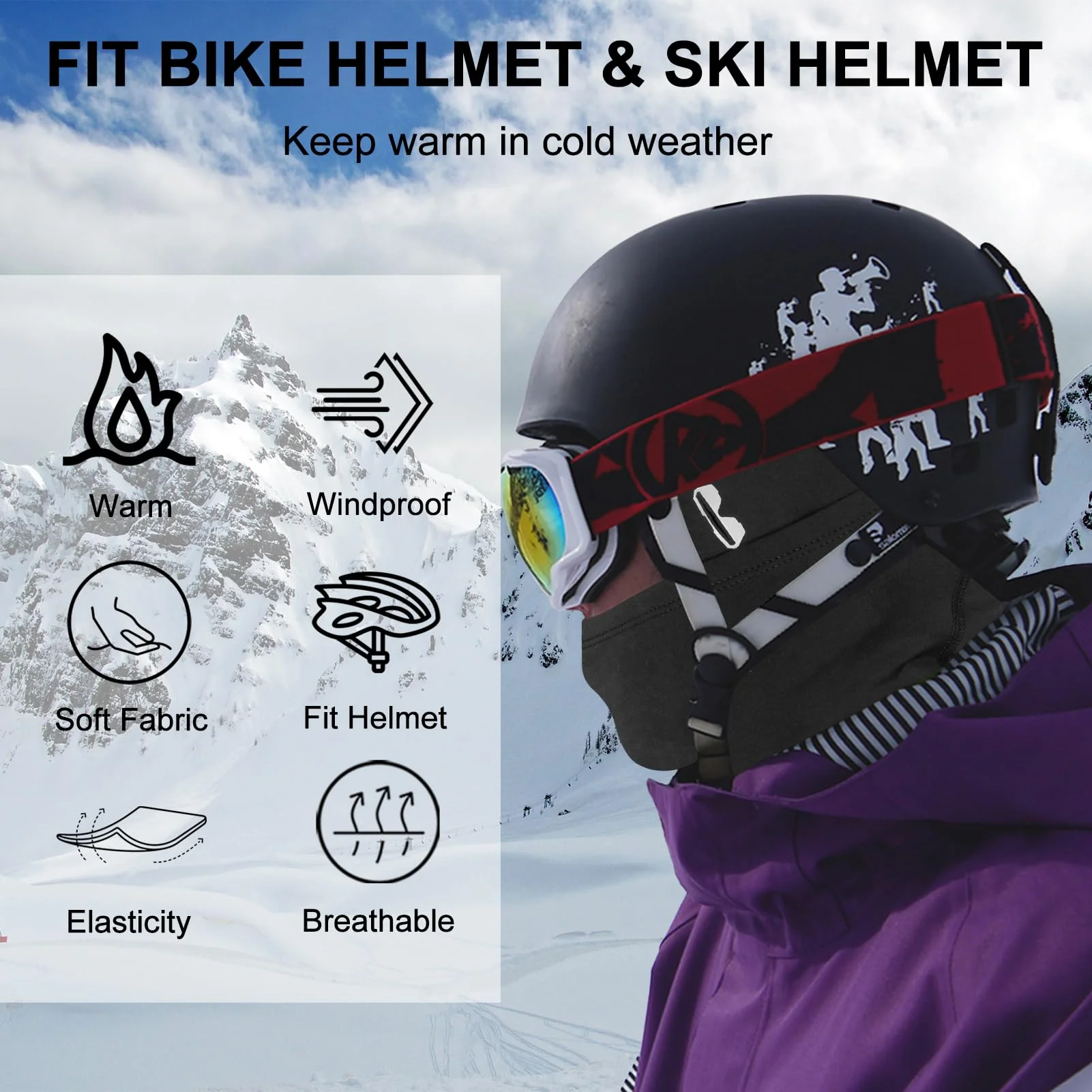 ROCKBROS Balaclava Ski Mask, Windproof Thermal Winter Neck Warmer Hood for Men Women - Image 2