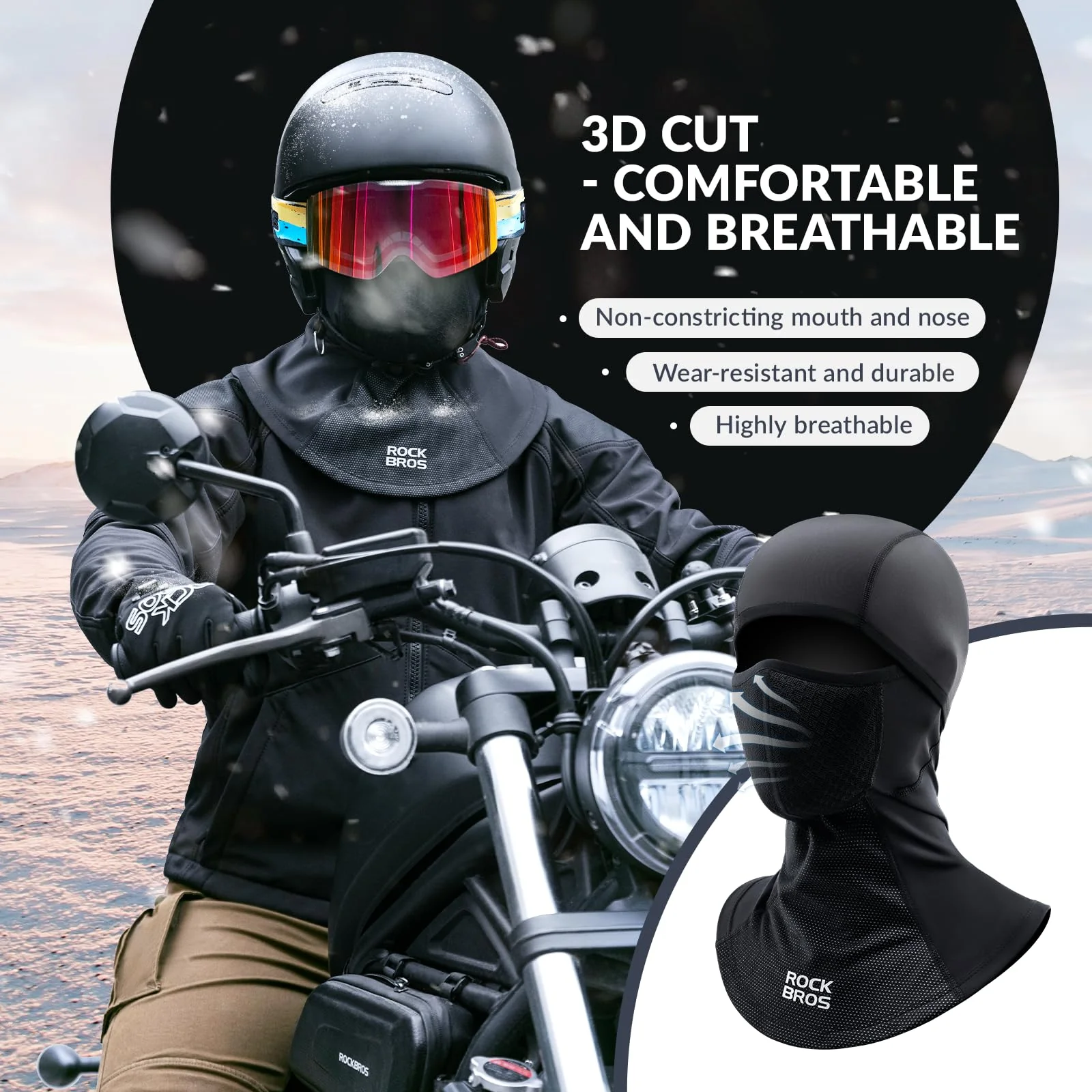 ROCKBROS Balaclava Windproof Thermal Scarf Ski Mask for Men Winter Neck Warmer - Image 3