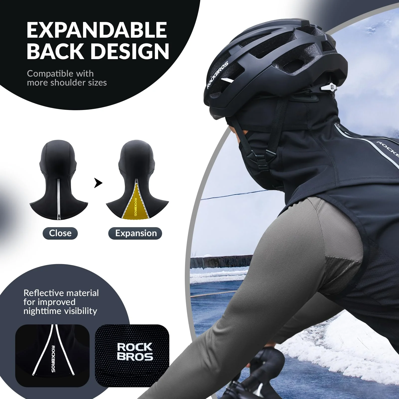 ROCKBROS Balaclava Windproof Thermal Scarf Ski Mask for Men Winter Neck Warmer - Image 4