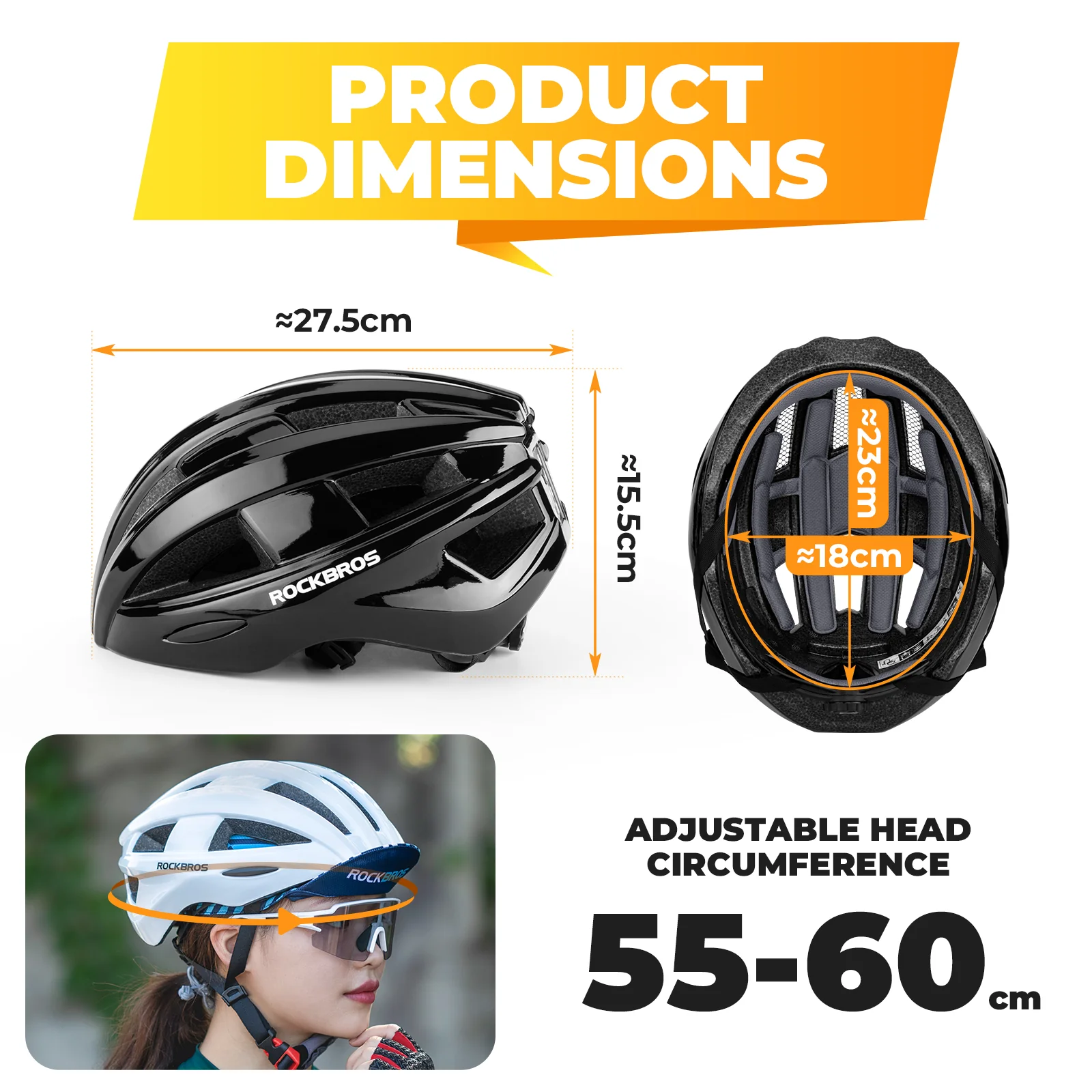 ROCKBROS Bicycle Helmet MTB Road Cycling Rear Light s Integrally-molded EPS+PC Ultralight - Image 6