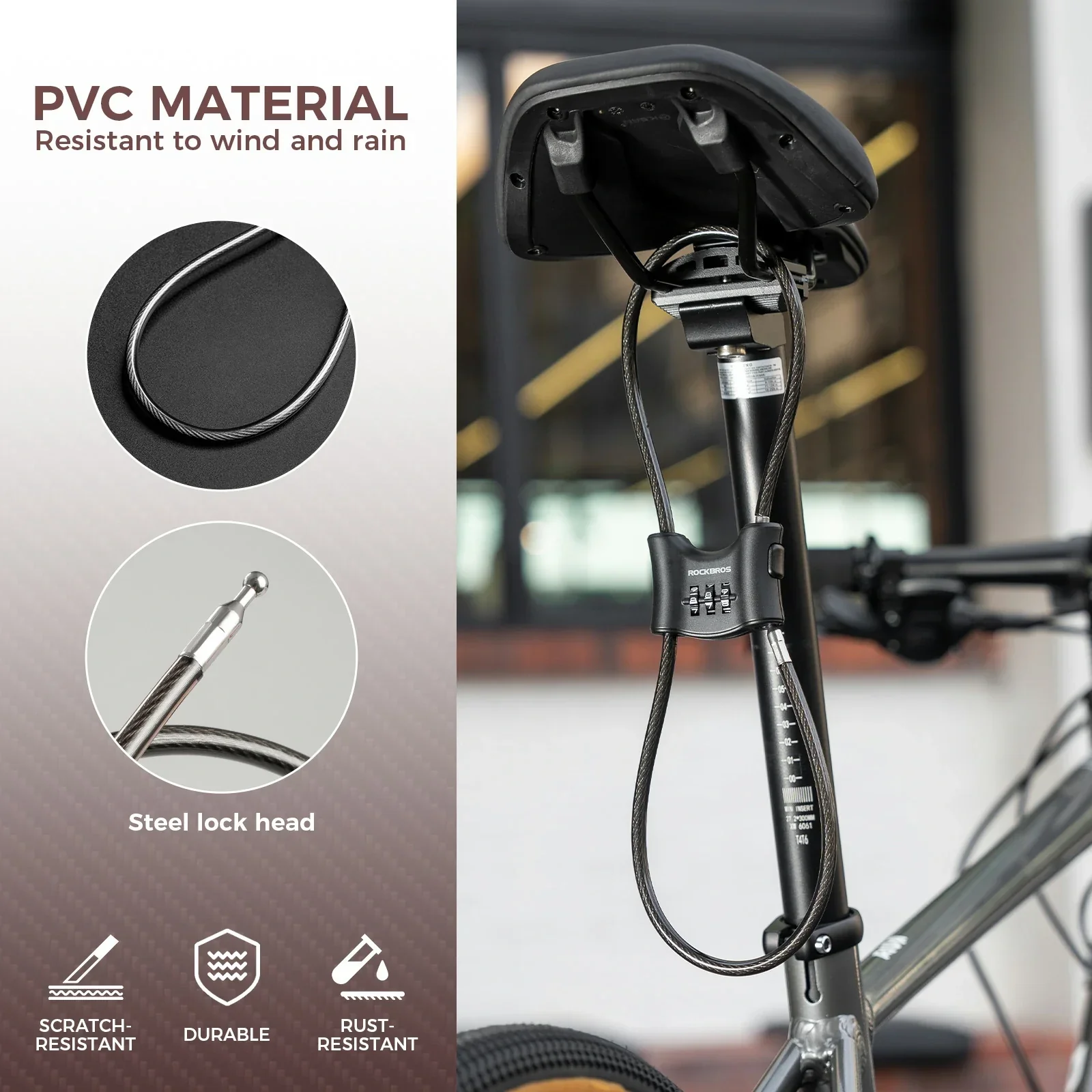 Bicycle Lock with 5.5 mm Steel Cable - Image 3