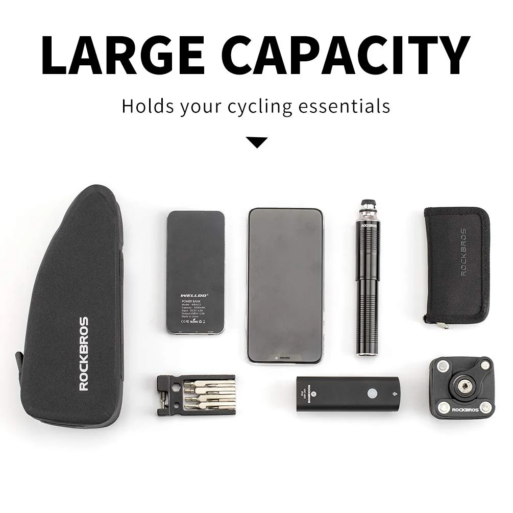 ROCKBROS Bike Bag Top Tube Bike Frame Bag Waterproof Two Zipper Pockets - Image 12
