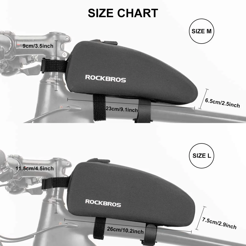 ROCKBROS Bike Bag Top Tube Bike Frame Bag Waterproof Two Zipper Pockets - Image 9