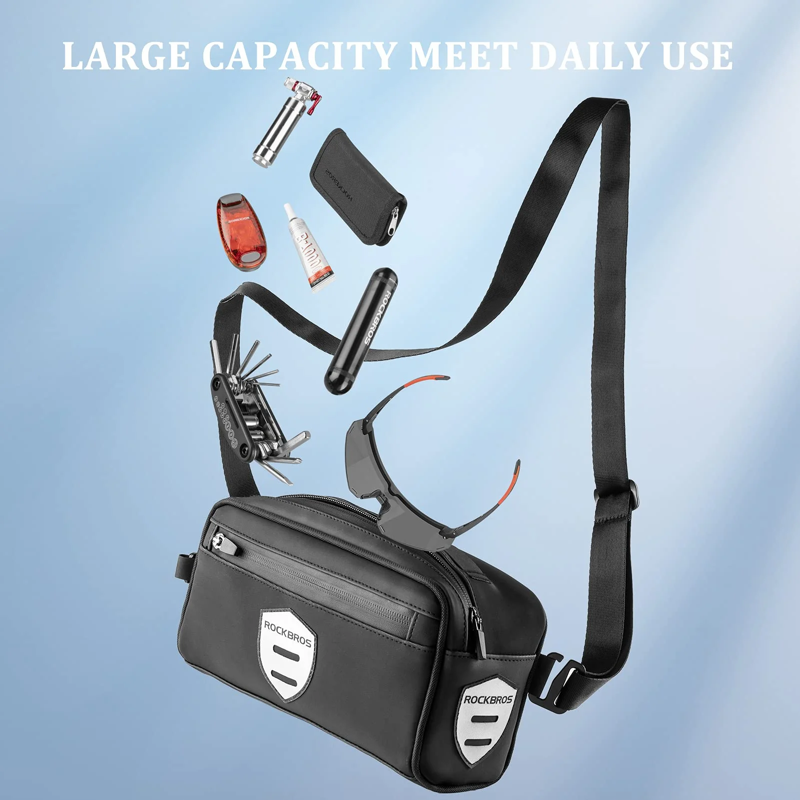 ROCKBROS Bike Handlebar Front Frame Bag with Removable Shoulder Strap for Cycling - Image 4