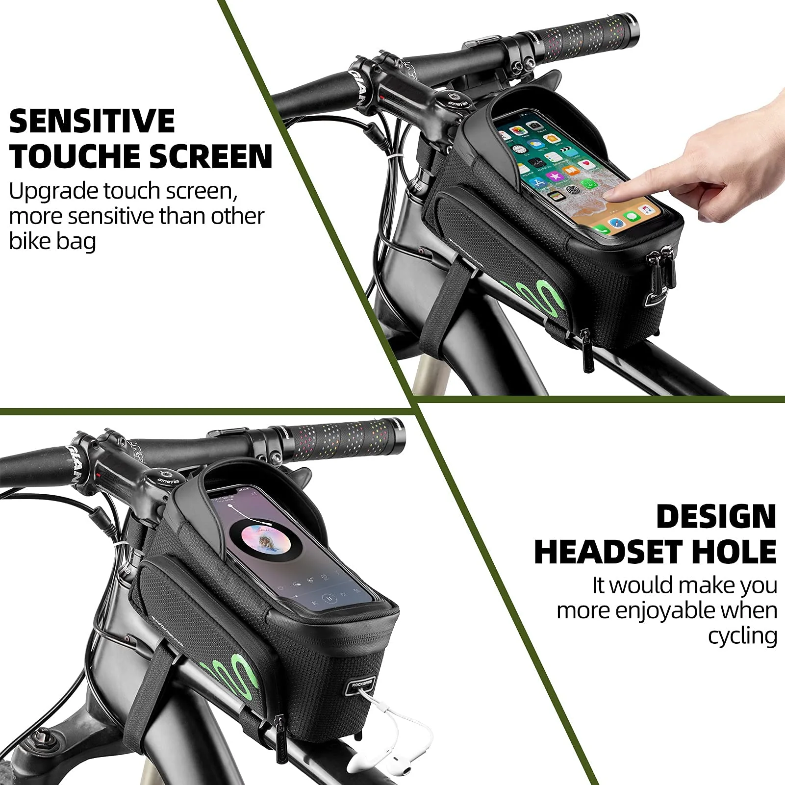 ROCKBROS Bike Phone Mount Frame Bag Bike Bicycle Phone Holder with Side Bags - Image 5