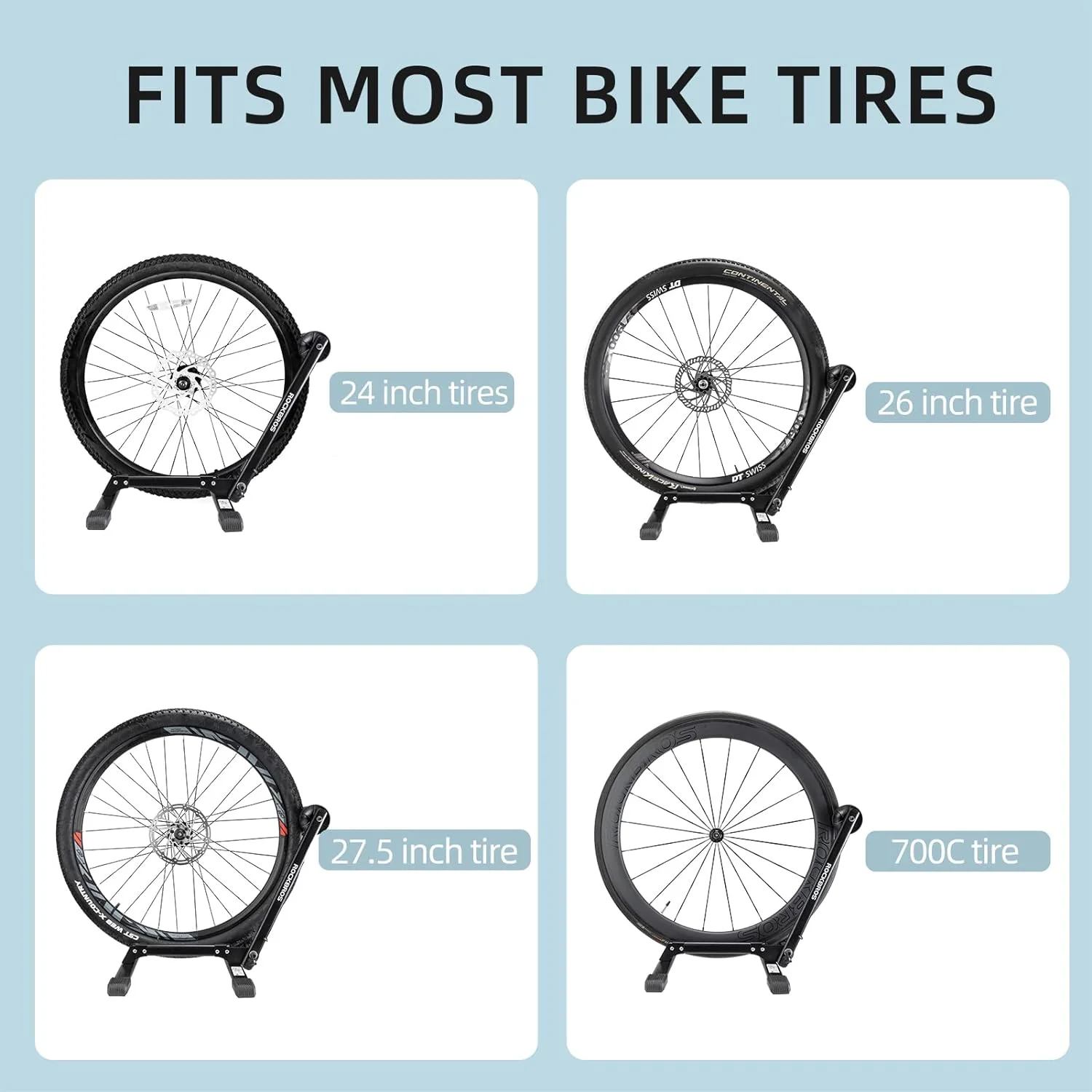 Foldable Carbon Steel Floor Bike Stand for 20"-29" Wheels - Image 4