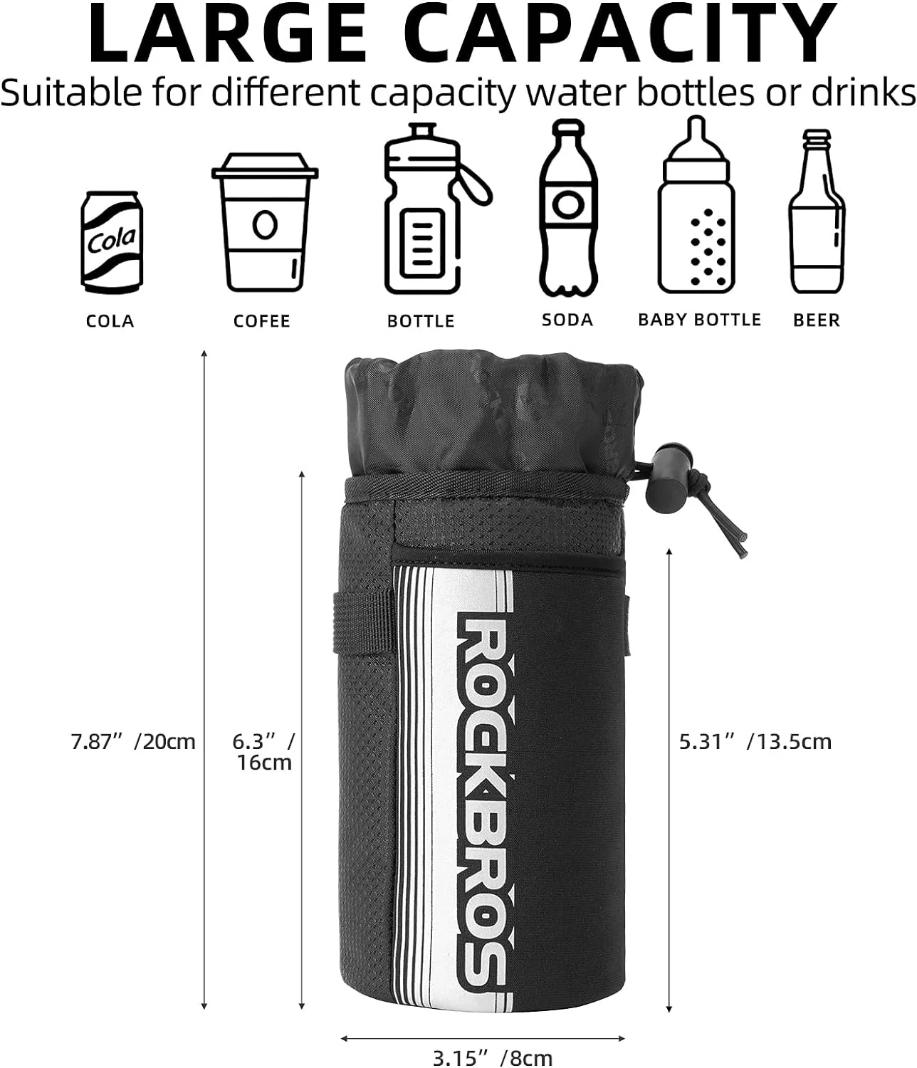 ROCKBROS Bike Water Bottle Holder Bag Handlebar Stem Bag - Image 5