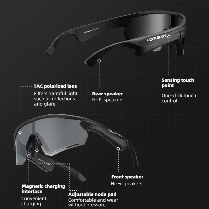Bluetooth Polarized Cycling Sunglasses with Speakers - Image 10