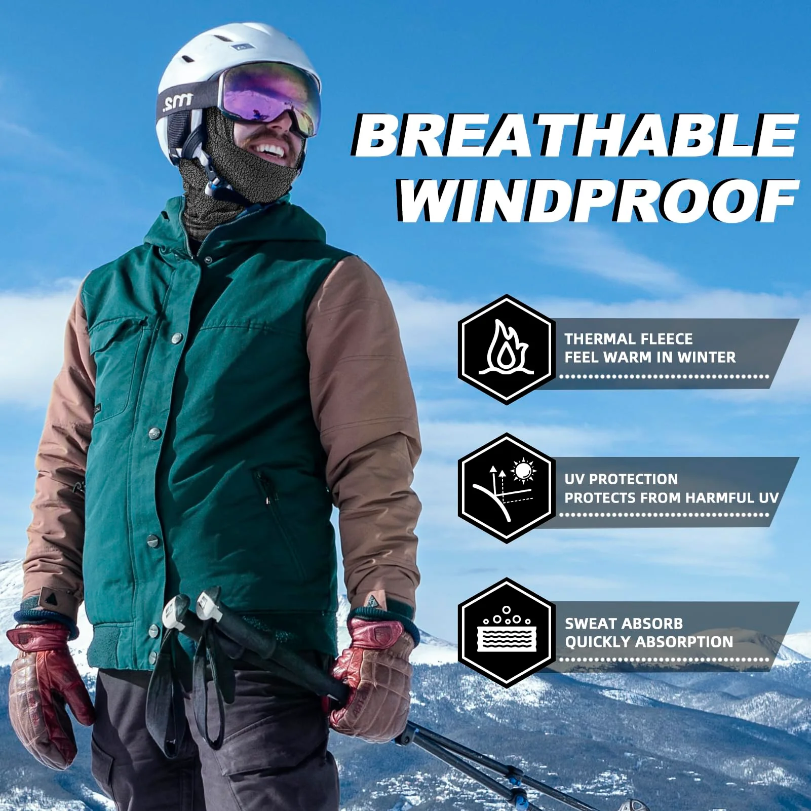 ROCKBROS Cold Weather Windproof Thermal Winter Balaclava Ski Mask Neck Warmer Hood - Image 118