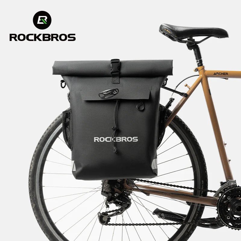 ROCKBROS Convertible Waterproof Bike Rack Bag 18L Adjustable Capacity Backpack Straps - Image 6