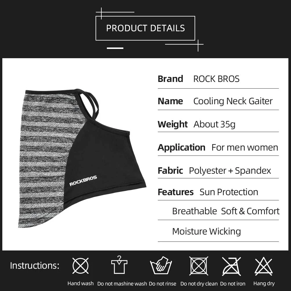 ROCKBROS Cooling Neck Gaiter with Ear Loops Bandana Face Scarf Mask for Men Women - Image 14