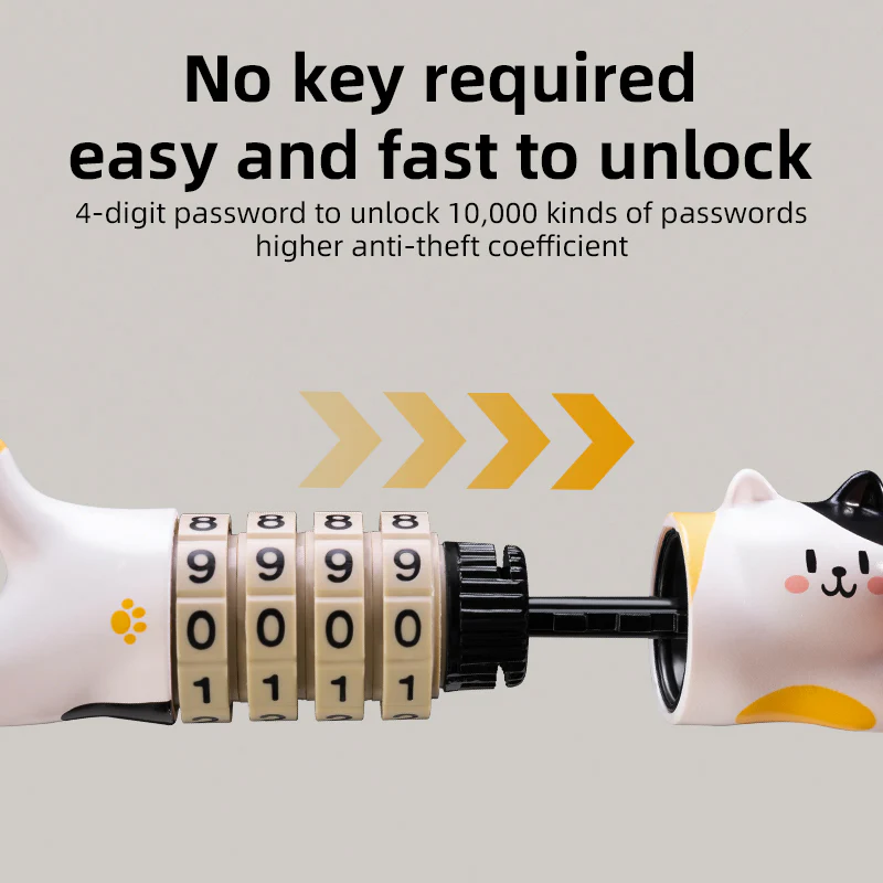 ROCKBROS Cute Cat Password Bike Lock 51.2in - Image 5