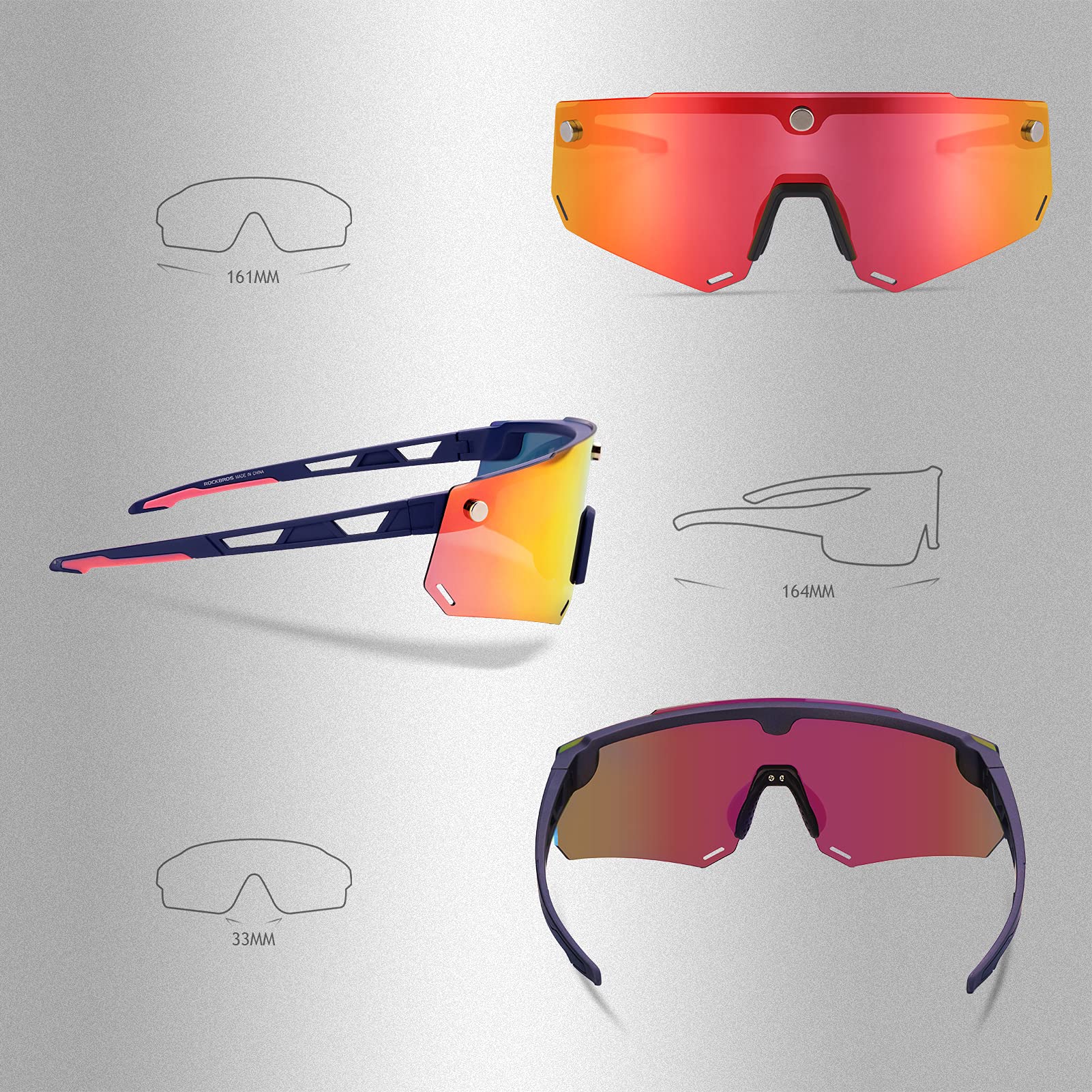 Unisex Polarized Cycling Glasses with 2 Replaceable Lenses - Image 3