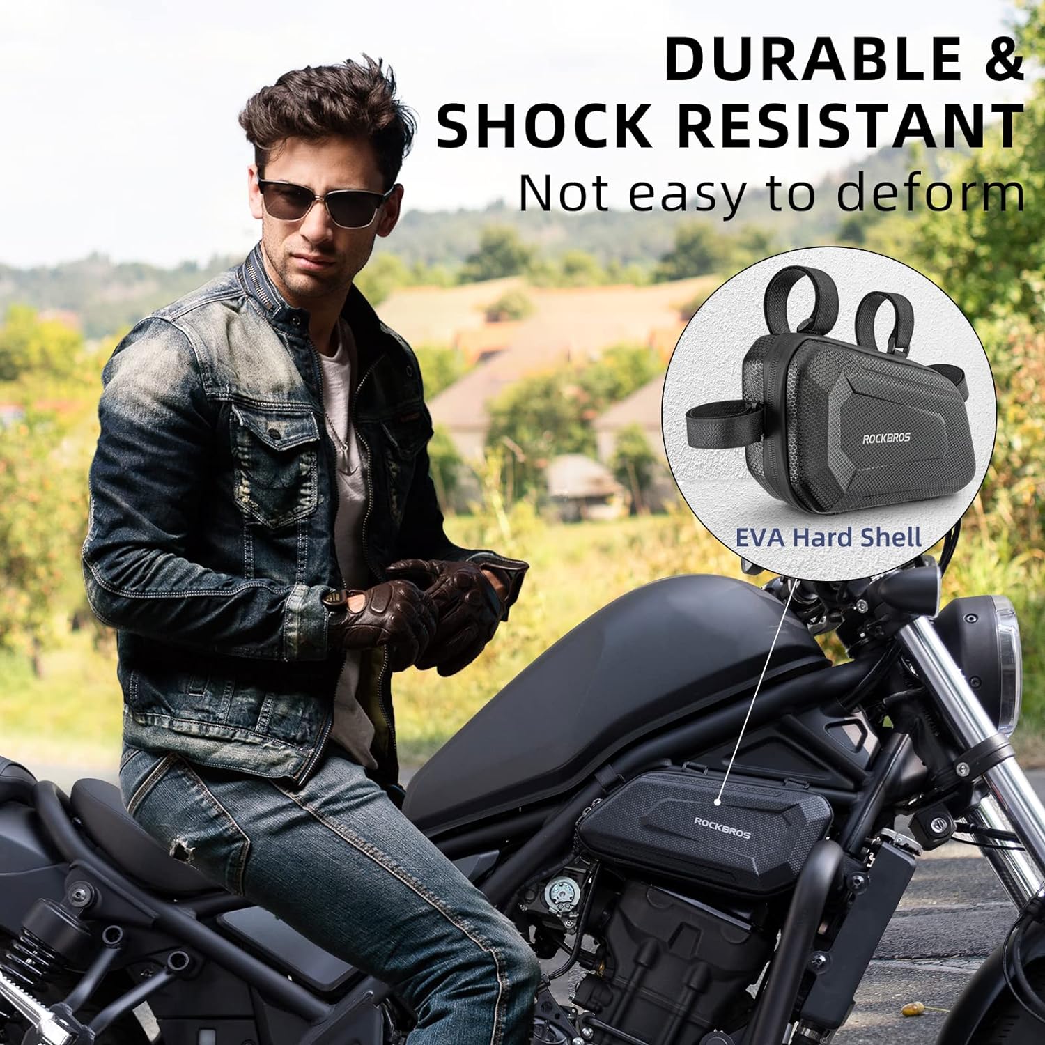 ROCKBROS EVA Hard Shell Motorcycle Tool Bag - Water-Resistant Triangle Side Bag - Image 3